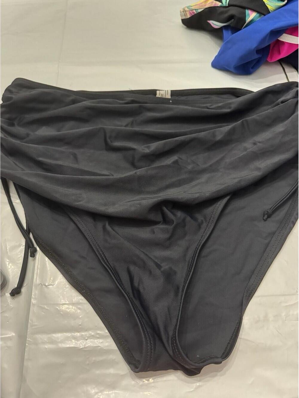 Women's Black Tie Side Swimsuit Bottoms XXL